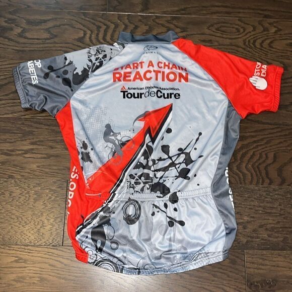 Cycling Jersey Mens modern splash Tour de Cure Stop Diabetes shirt M 3 comp - Picture 4 of 4